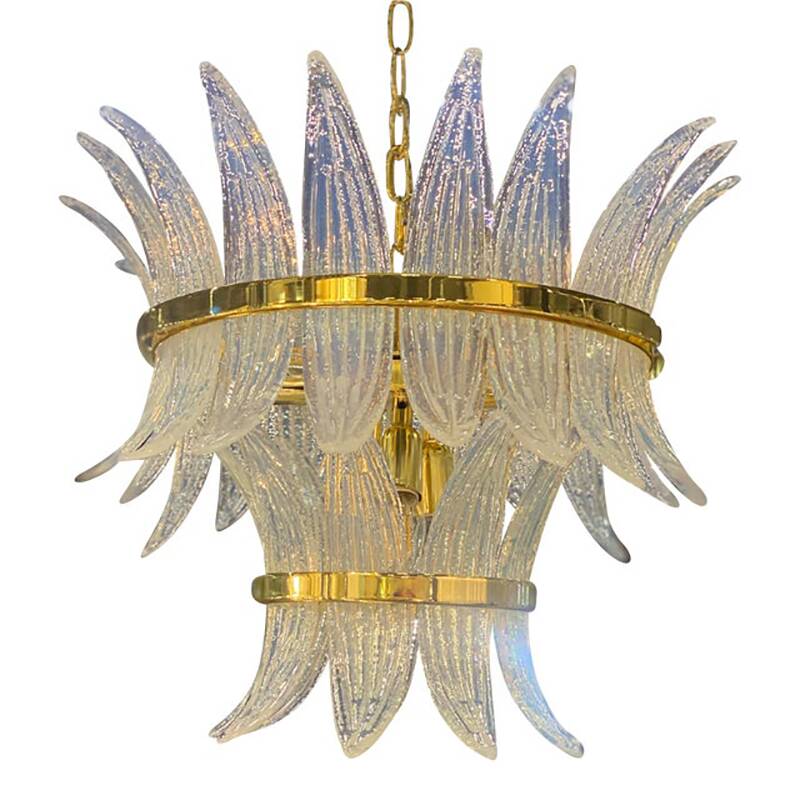 Contemporary Belt Opalino “Palmette” Murano Glass Chandelier