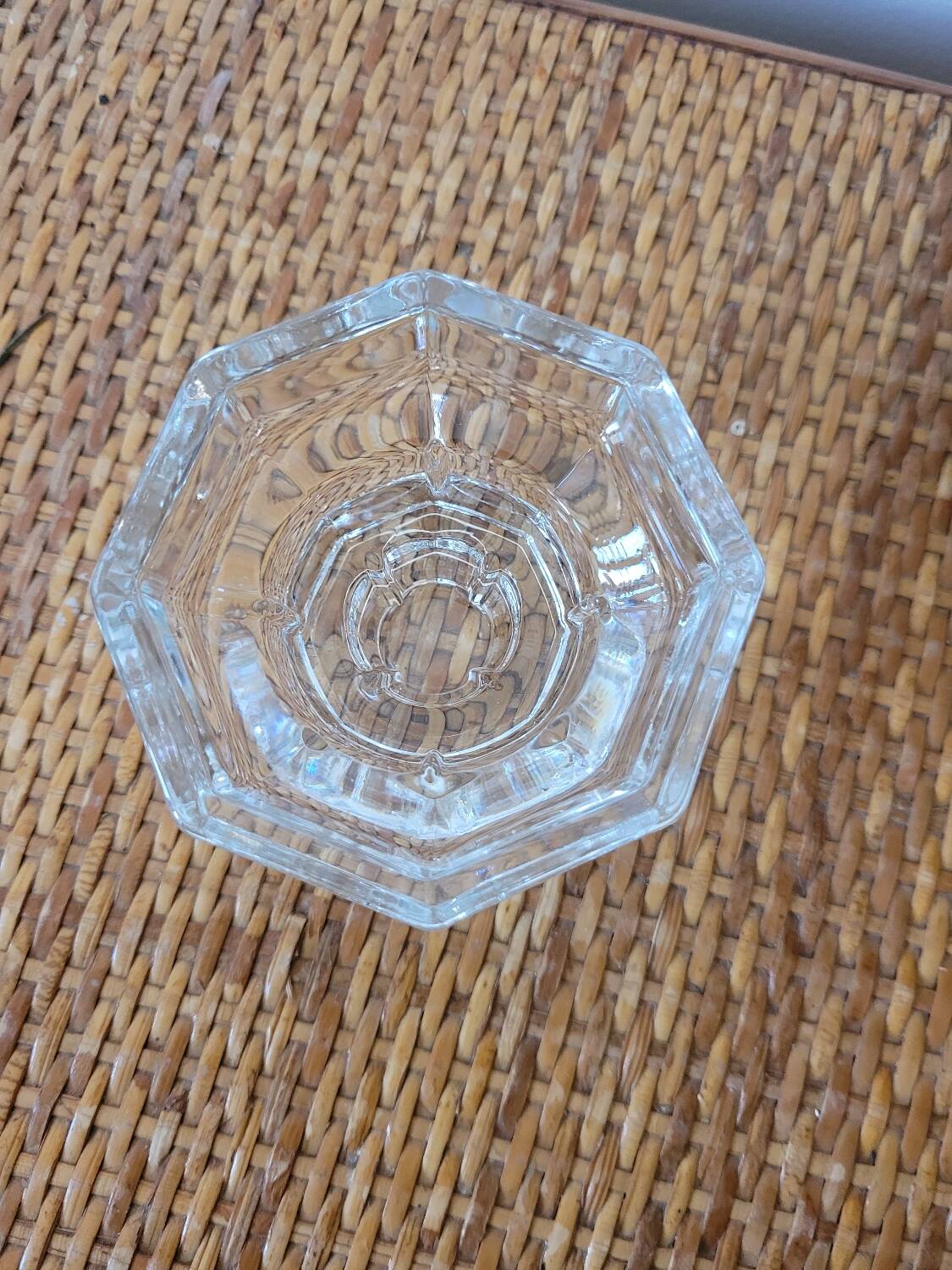 Hexagonal glass candle holder