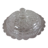 Sucrier/bonbonnière ancien en verre ciselé