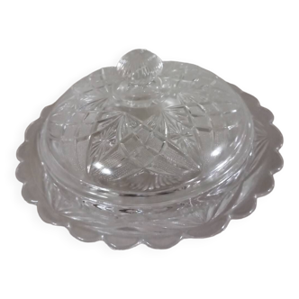 Old sugar bowl/bonbonniere in chiseled glass