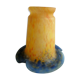 Art deco tulip in speckled glass paste, blue base, signed muller frères lunéville