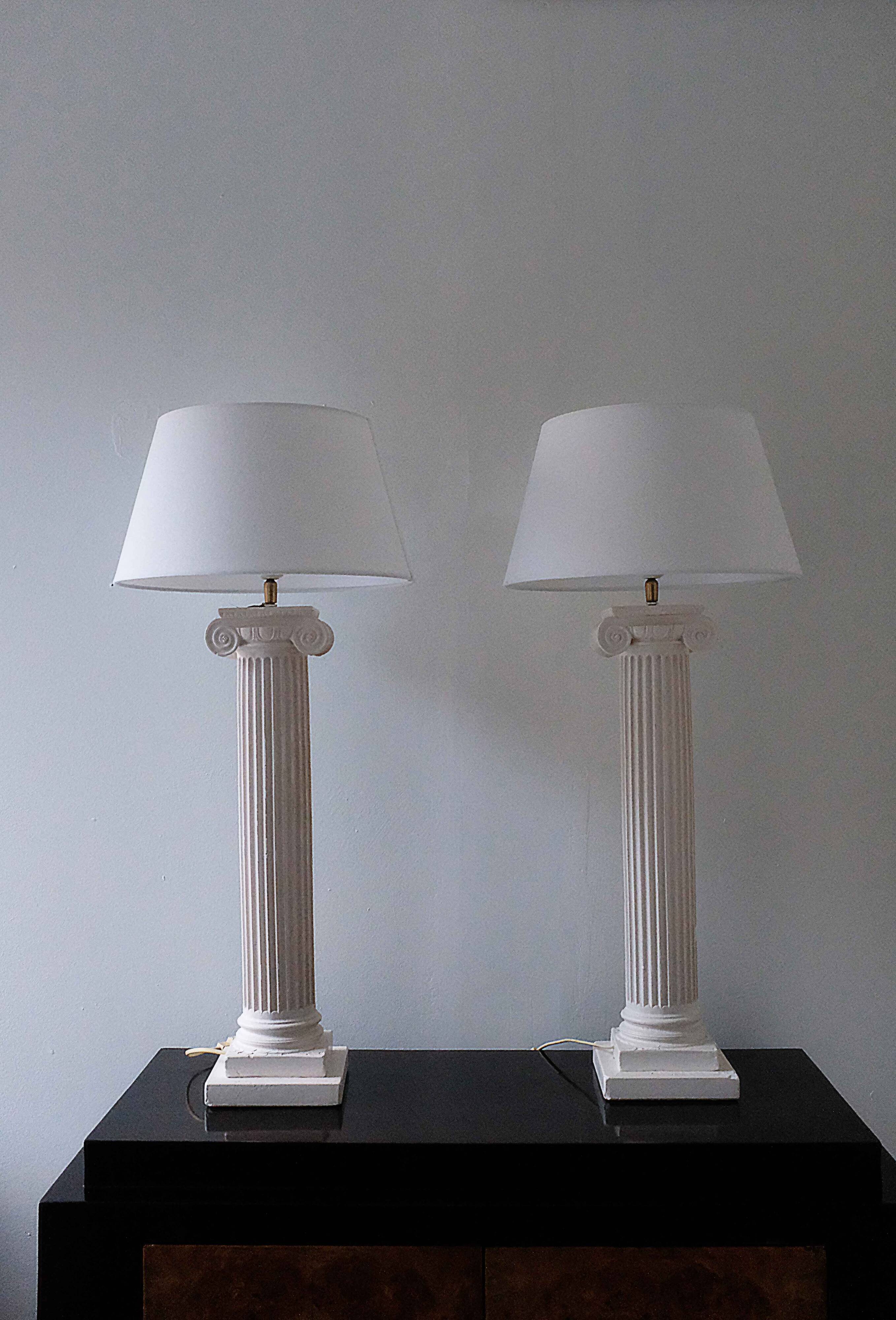 Pair of vintage antique column lamps