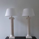 Pair of vintage antique column lamps