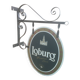 Double-sided "Loburg Beer" metal sign on wrought iron bracket