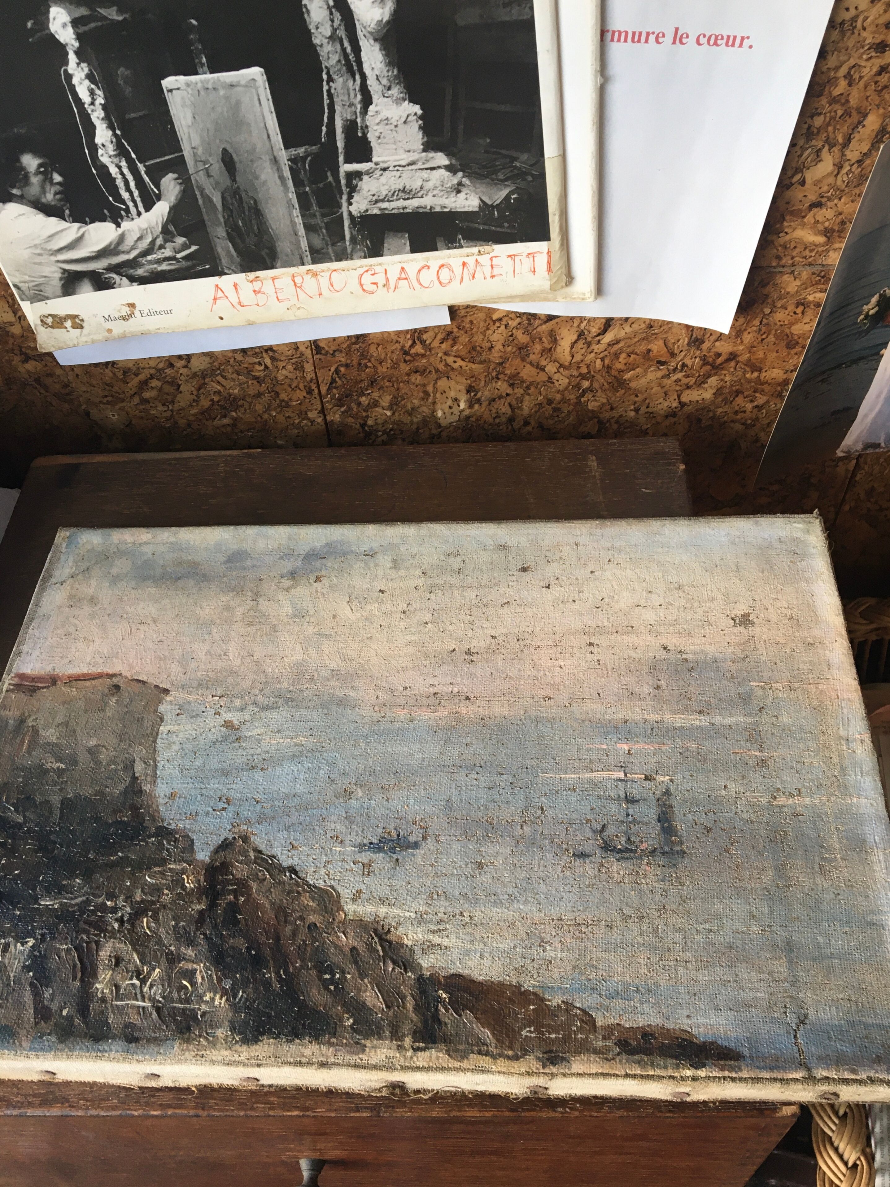 Oil on "marine" canvas, early 20th century