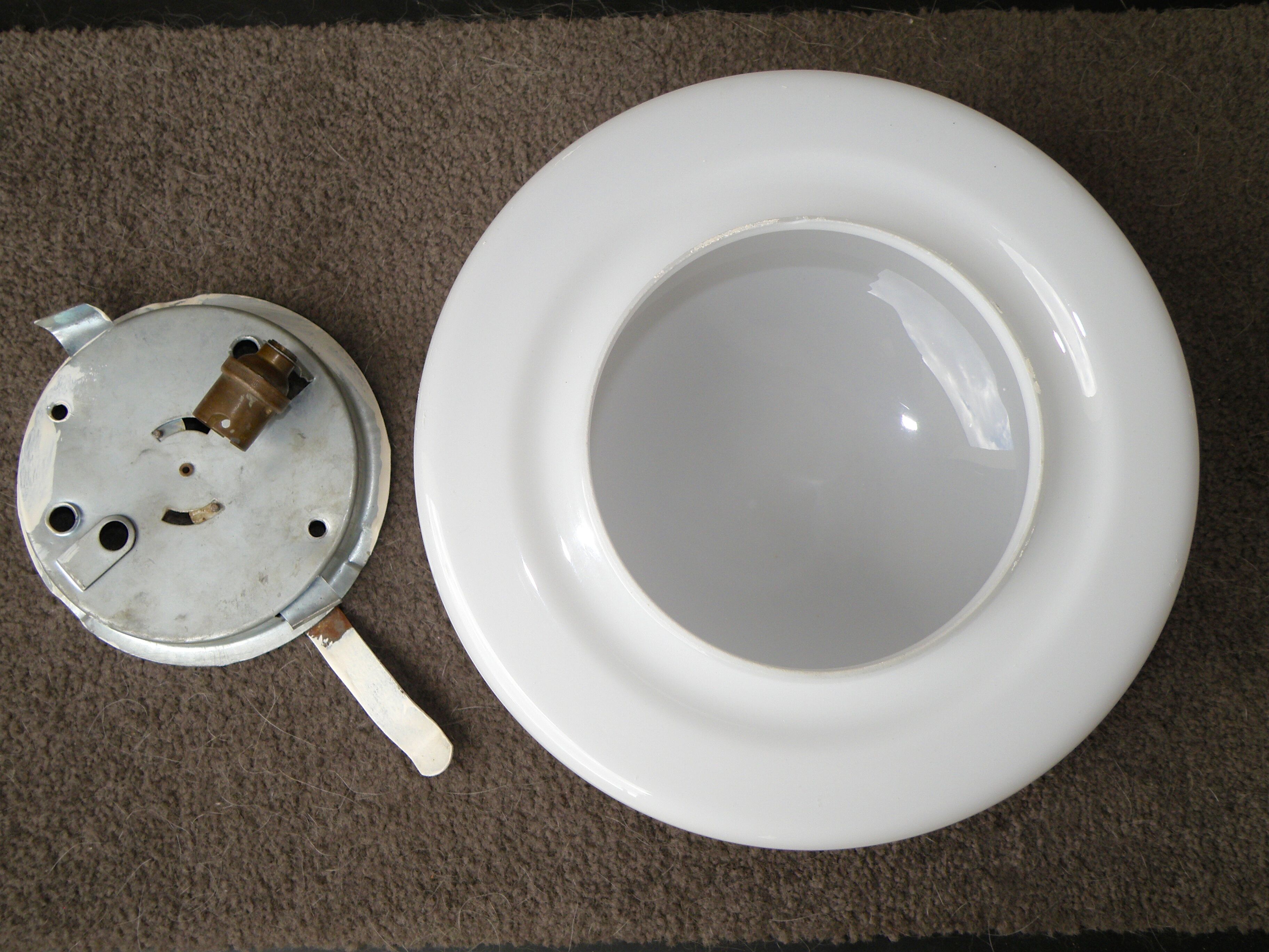 Glass globe ceiling lamp, white, vintage