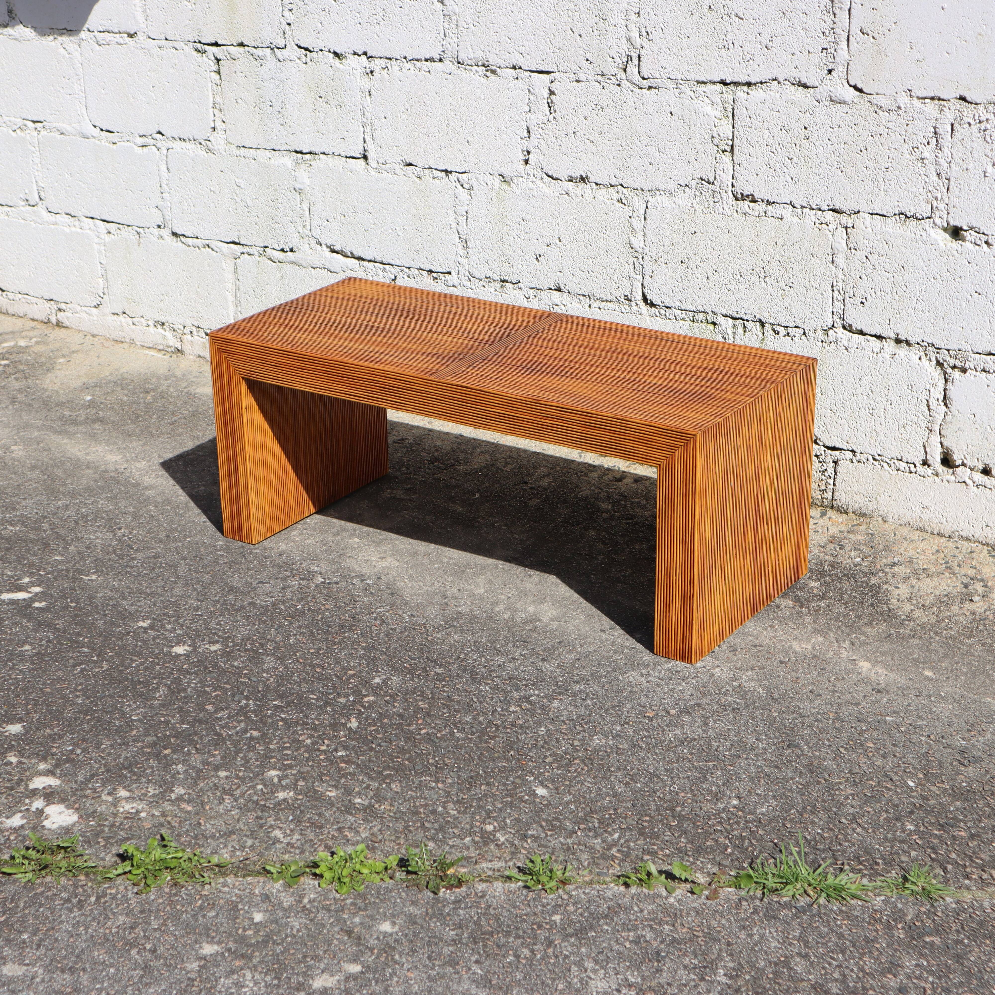 Set French Vintage Rattan Coffee Tables-2 Cuboid Deck Tables-80s