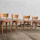 Lot of 4 baumann chairs bistrot parisian barter beech wood and red skaï