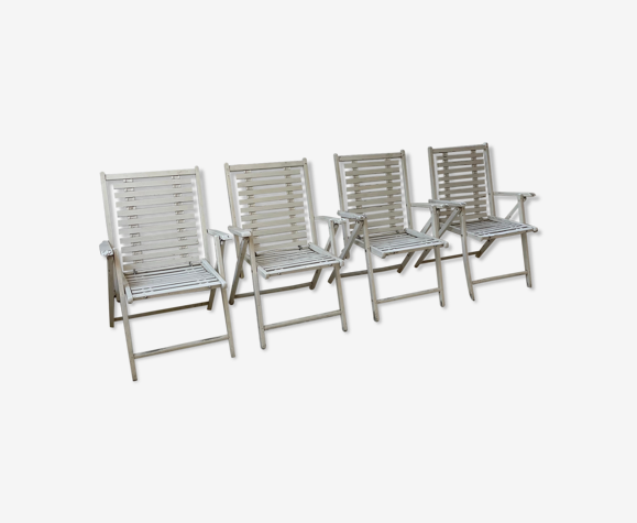 4 chaises de jardin bois blanc