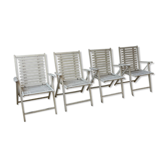 4 white wood garden chairs