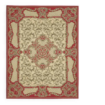 Handmade European Vintage Aubusson Kilim 273 cm x 354 cm