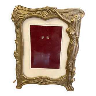 Art nouveau style photo frame in brass to stand