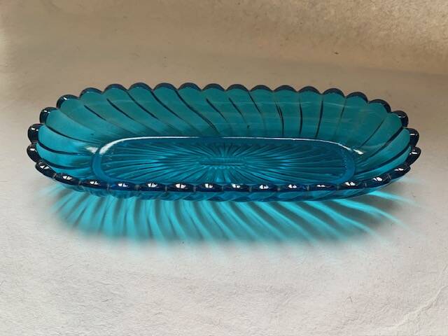 Antique Baccarat bowl in 19th century blue crystal