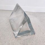 Triangular vase in thick transparent glass H:30cm