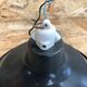 Old pendant lamp workshop metal enamel blue & white vintage ceramic socket