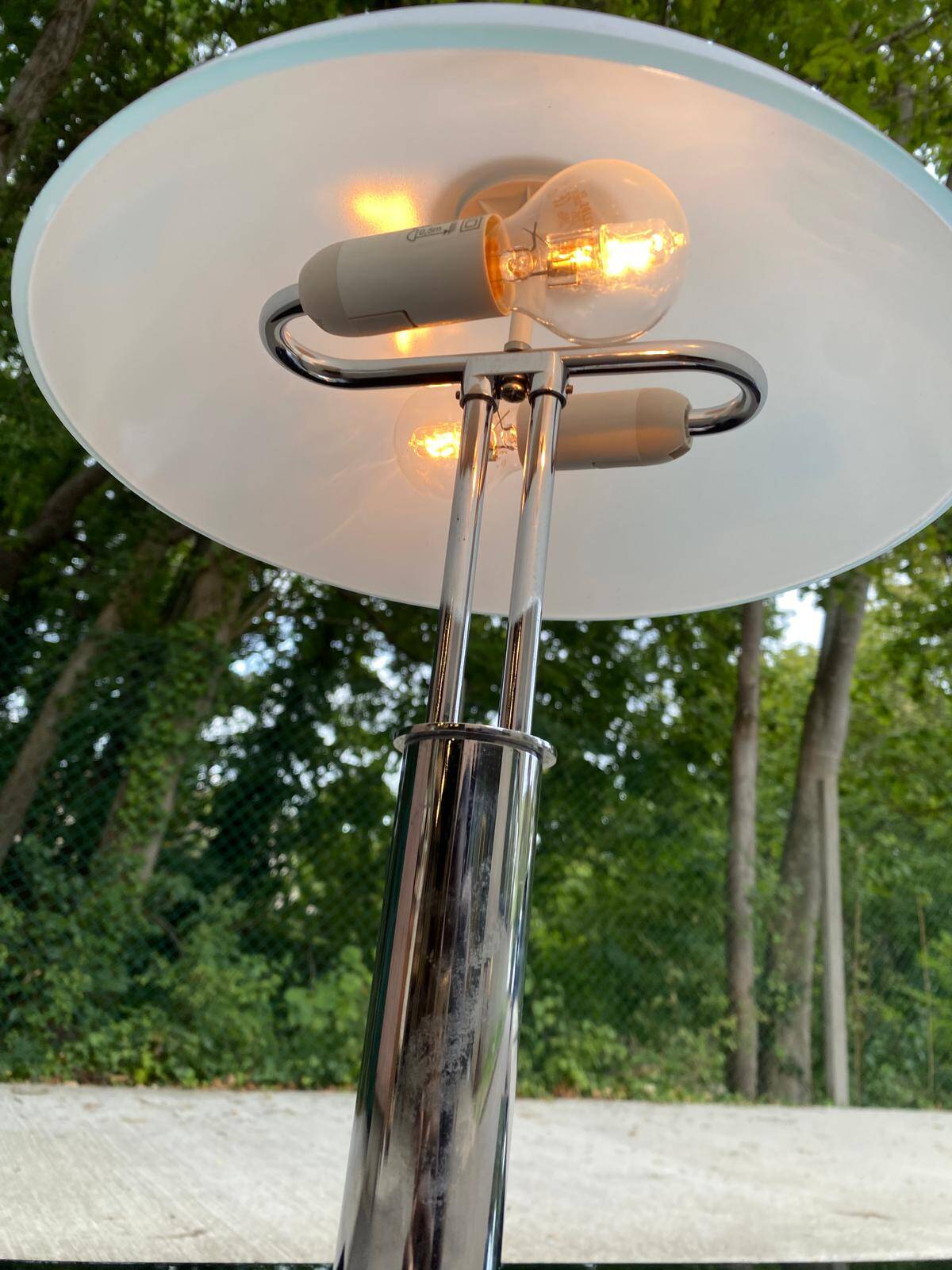 Mushroom table lamp WOFI Leuchten – Chrome metal & frosted glass