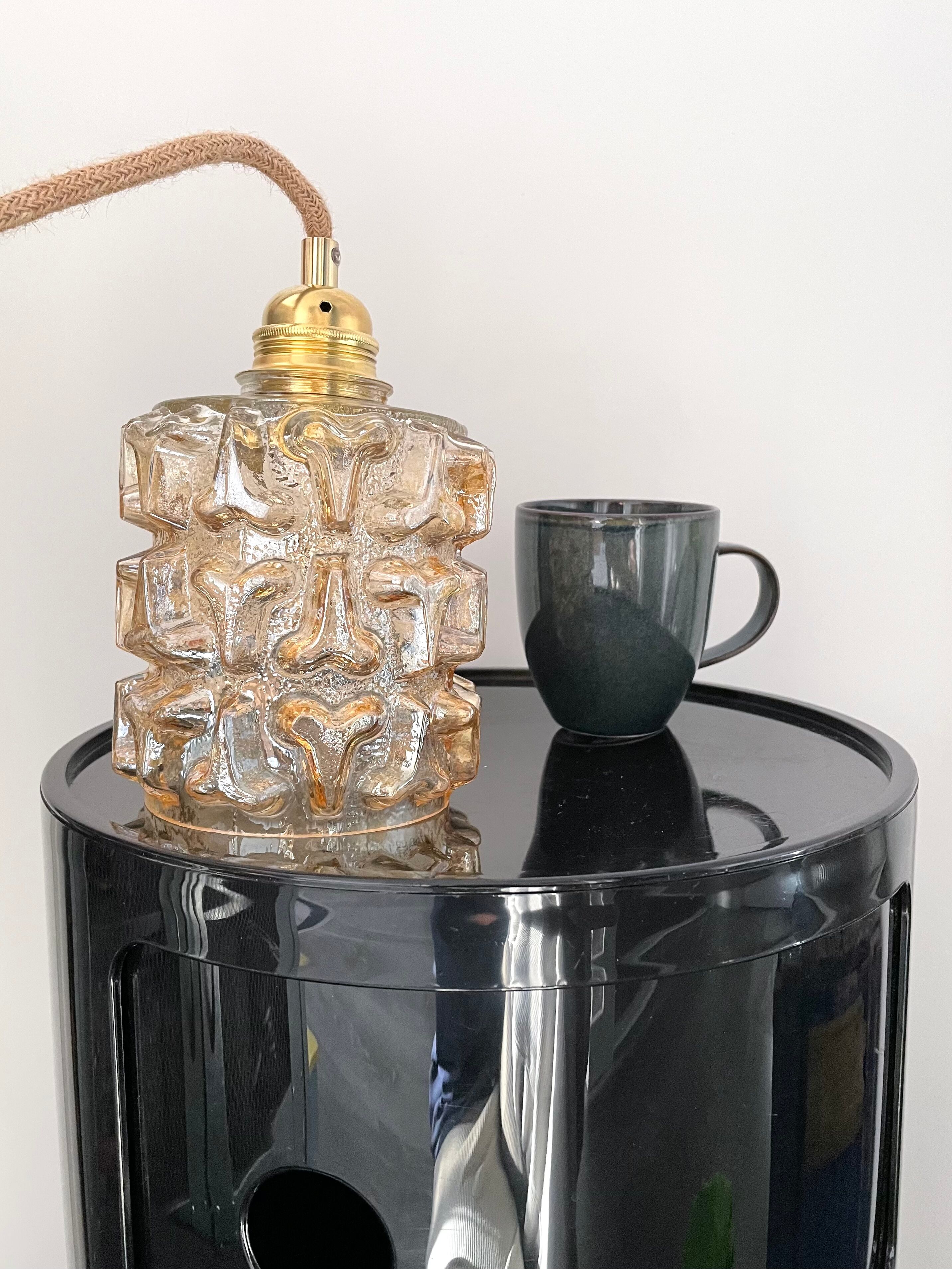 Vintage amber glass pendant lamp or pendant lamp