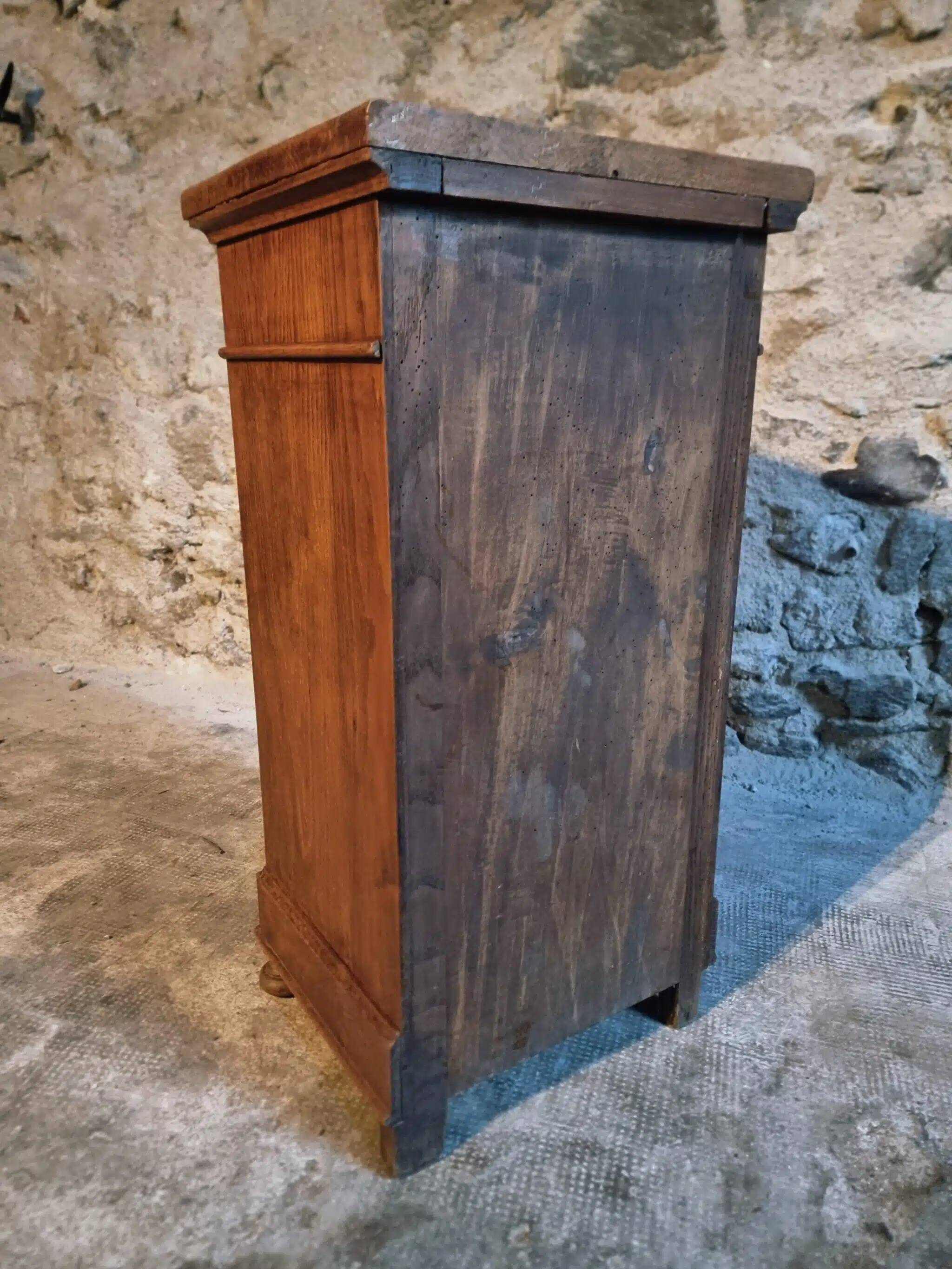 Antique French oak bedside table, early 20th century.