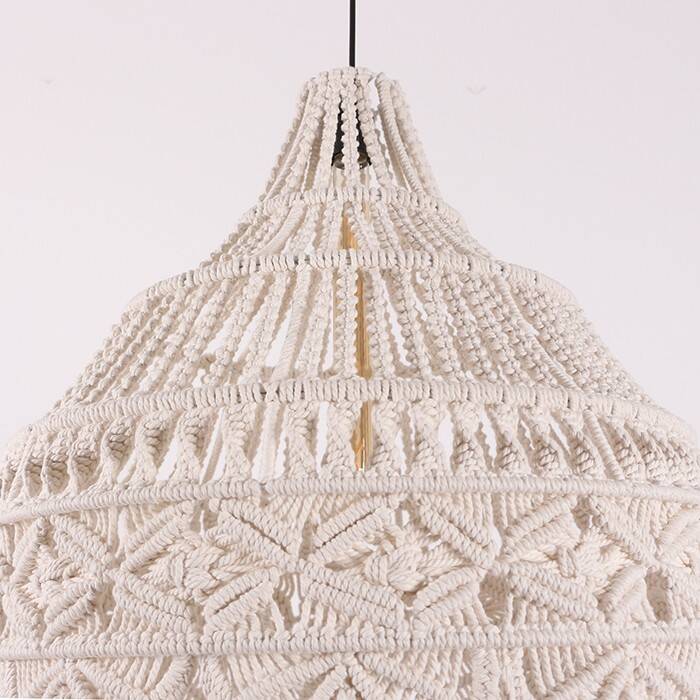 Macrame Pendant Light,Bohemian Hanging Lamp, Wicker Lamp,Light Fixture
