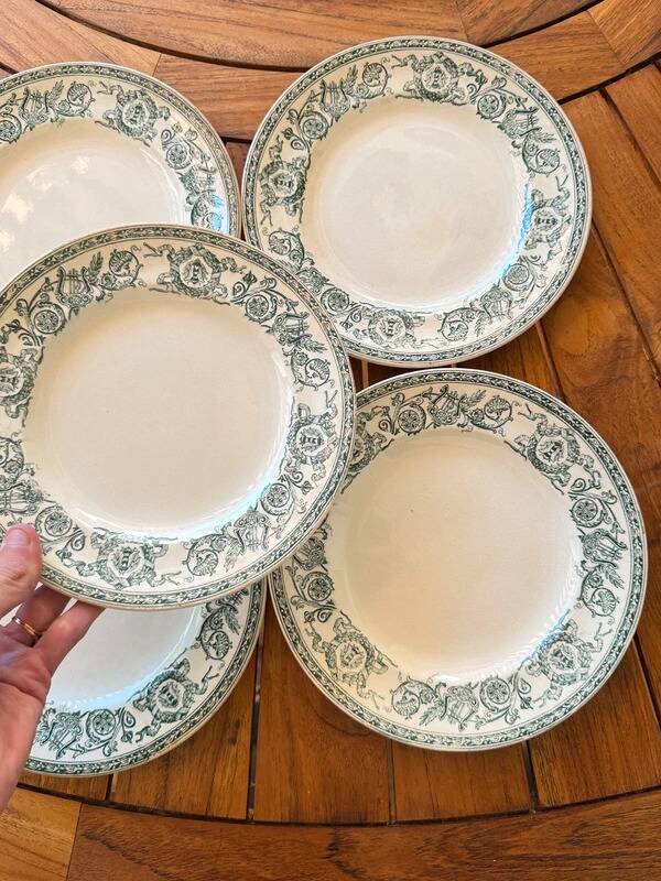 Set of 6 antique Longwy "Talma" flat plates in ironstone - 20th century