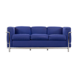 Cassina LC2 3seat Sofa by Charlotte Perriand, Le Corbusier and Pierre Jeanneret in blue fabrics