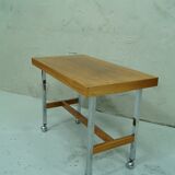 Mid-century teak and chrome mobile table, 1970