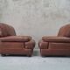 A pair of vintage Italian leather Lounge Chairs, 1970s