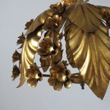 Gold leaf floral ceiling light in gold metal 70