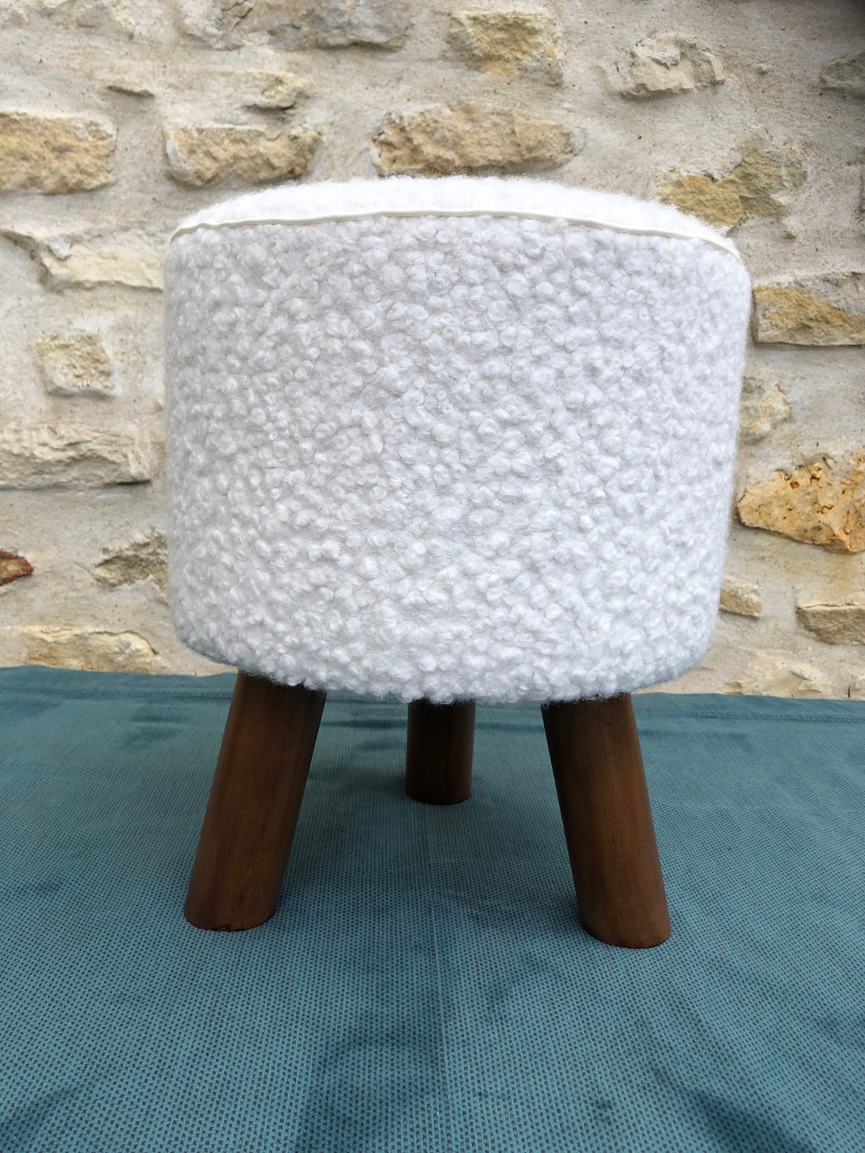 Round pouf retro loop ecru