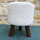 Round pouf retro loop ecru