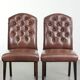 Set of 6 cognac-coloured cow leather Chesterfield dining chairs