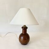 Wooden lamp, fabric cable, cotton lampshade
