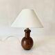 Lampe bois, câble tissu, abat-jour coton