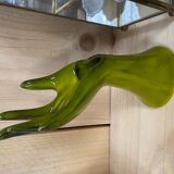 Vintage green hand vase
