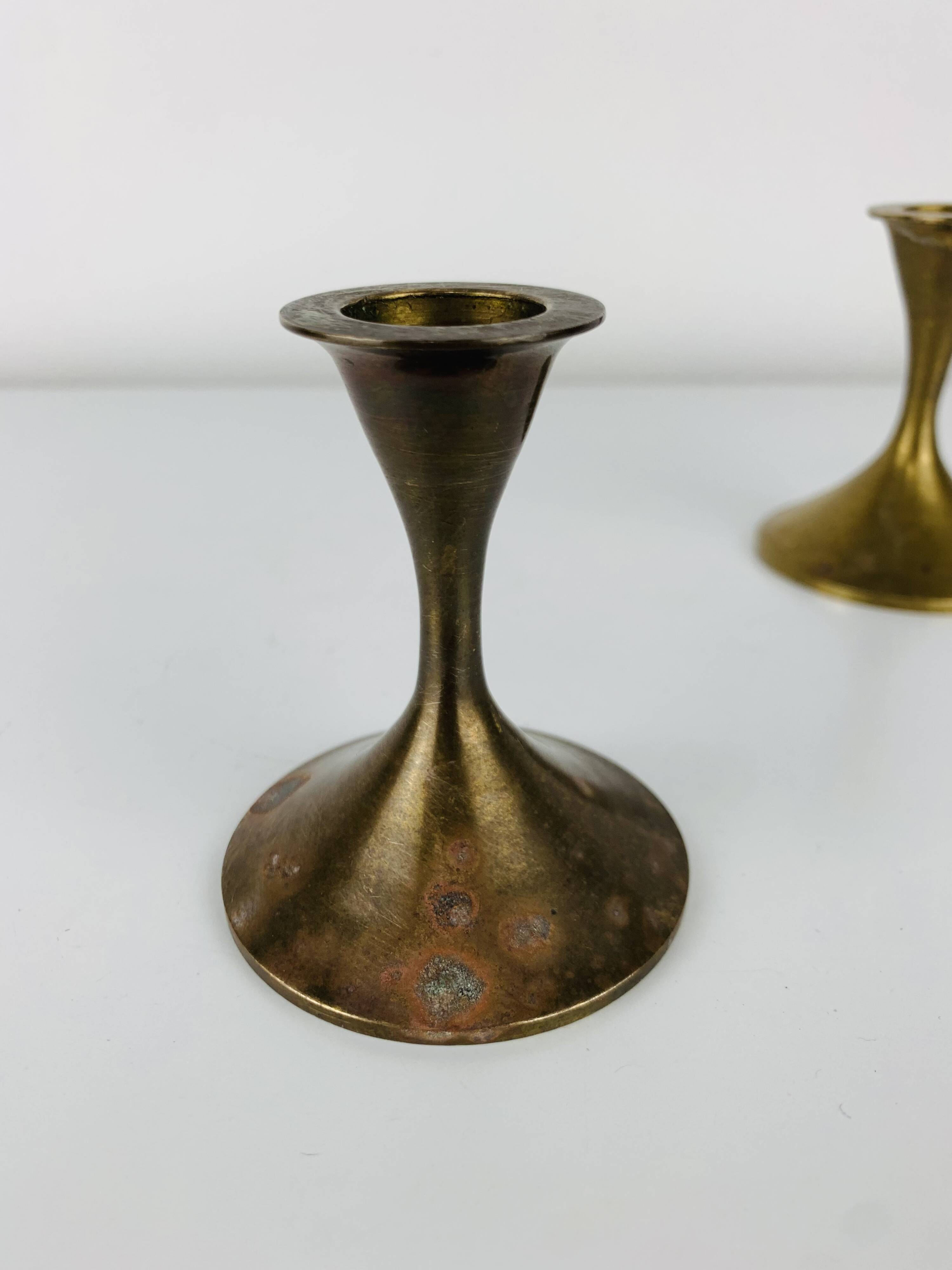 Pair of Scandinavian brass candlesticks, 1960s
