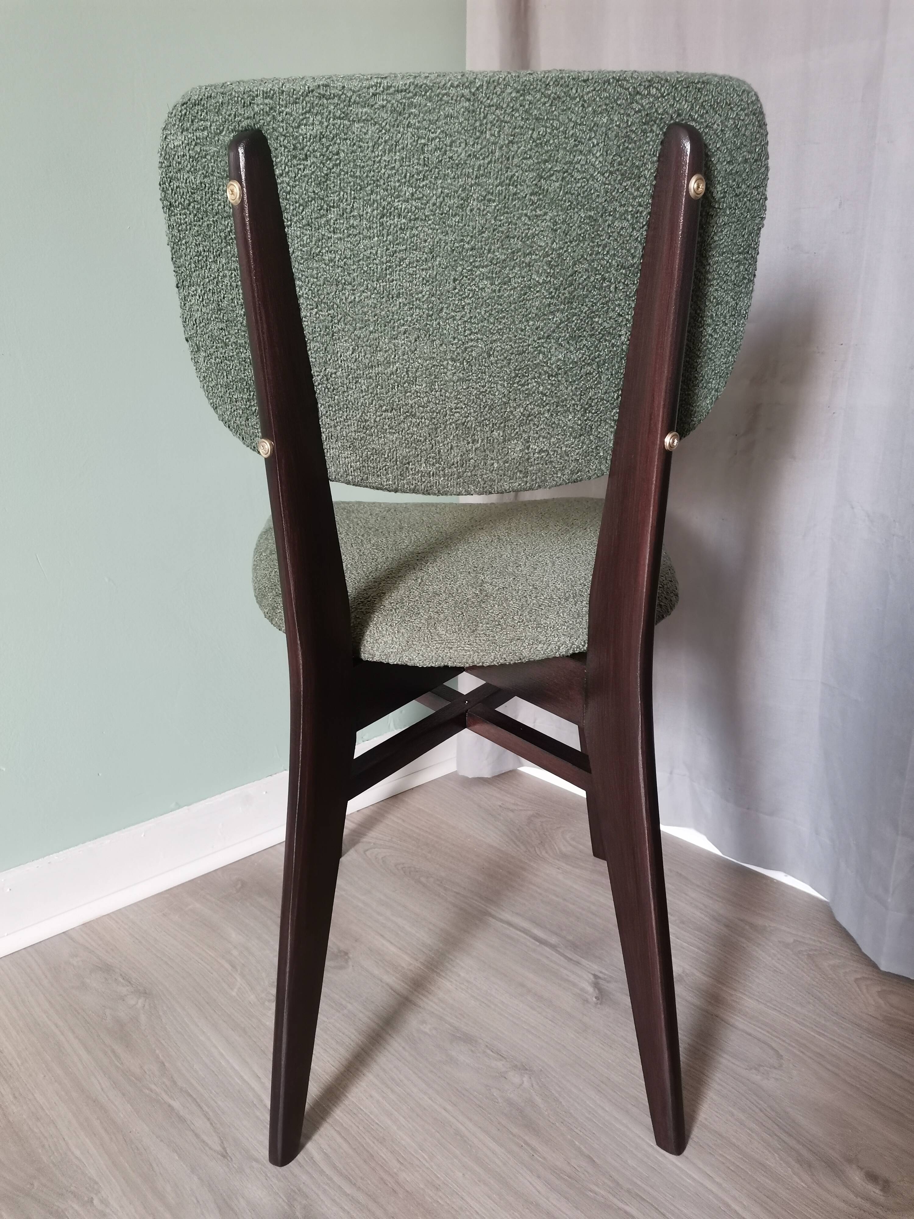 Green boucle Scandinavian chairs