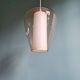 Scandinavian pendant light in white satin glass and pale pink clear glass, 1960