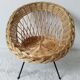 Children's rattan basket armchair, metal compass legs (n2)