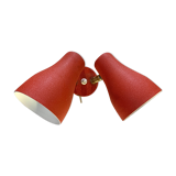 Double wall lamp in metal and brass 1950