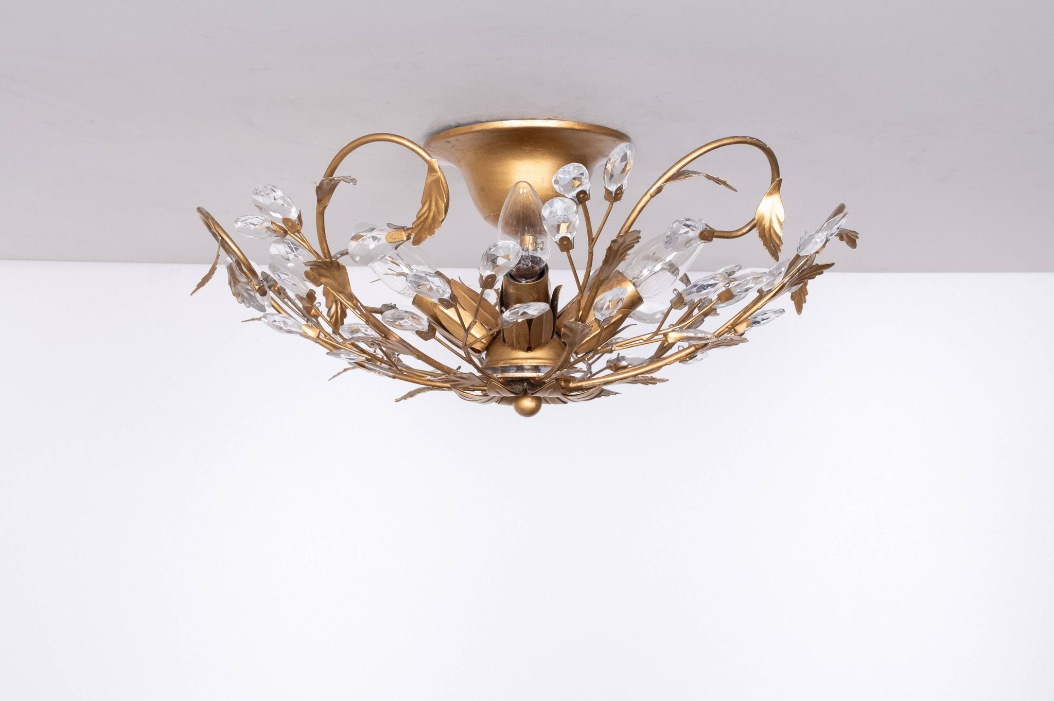 Gilded floral flush mount light attrib to banci firenze