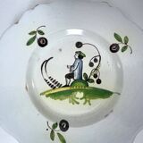 Old Grenoble earthenware plate, 19th century coachman decor