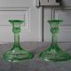 Pair of art deco candlesticks in molded pressed glass