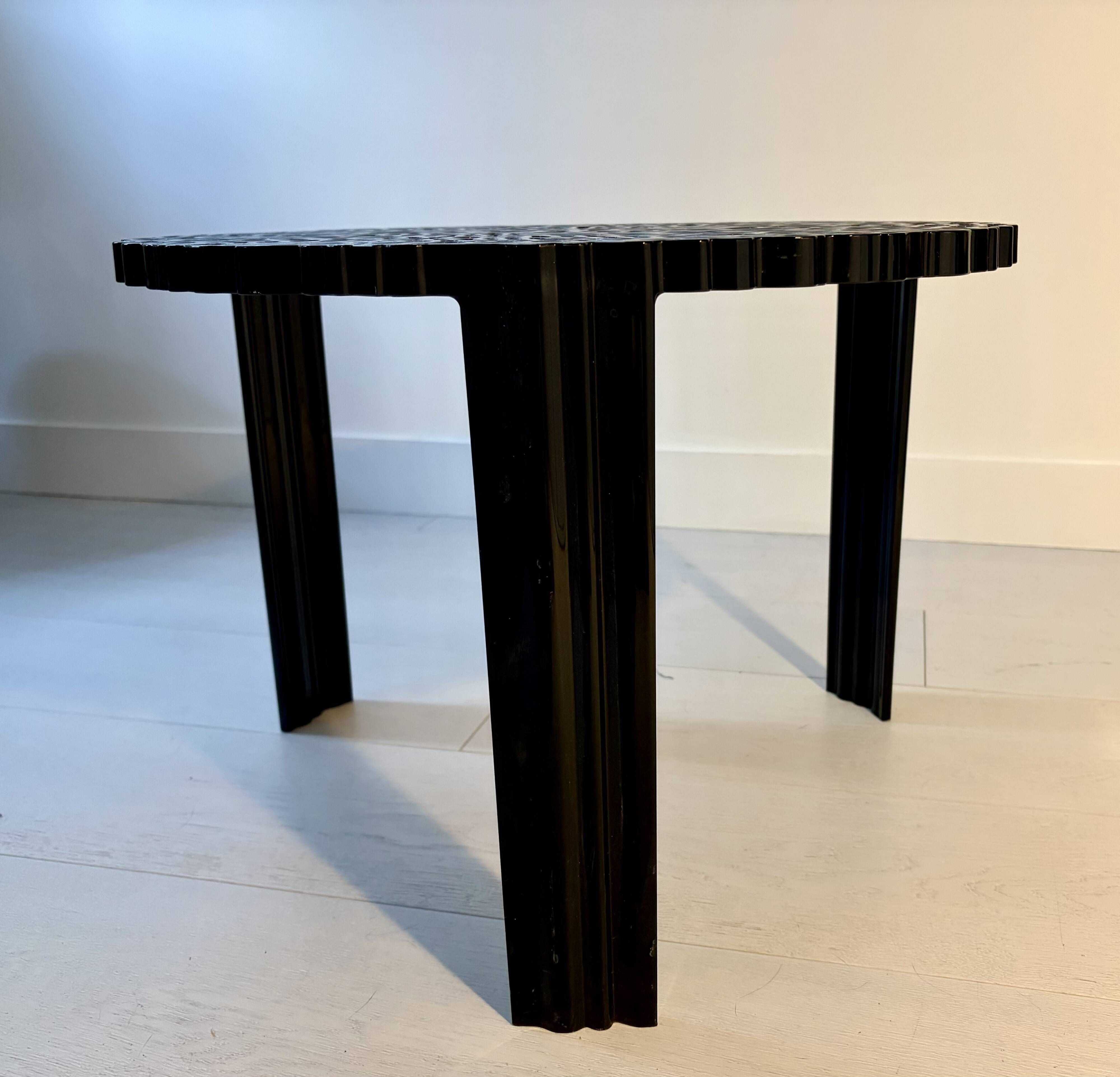 T-Table coffee table by Kartell in black, designed by Patricia Urquiola.