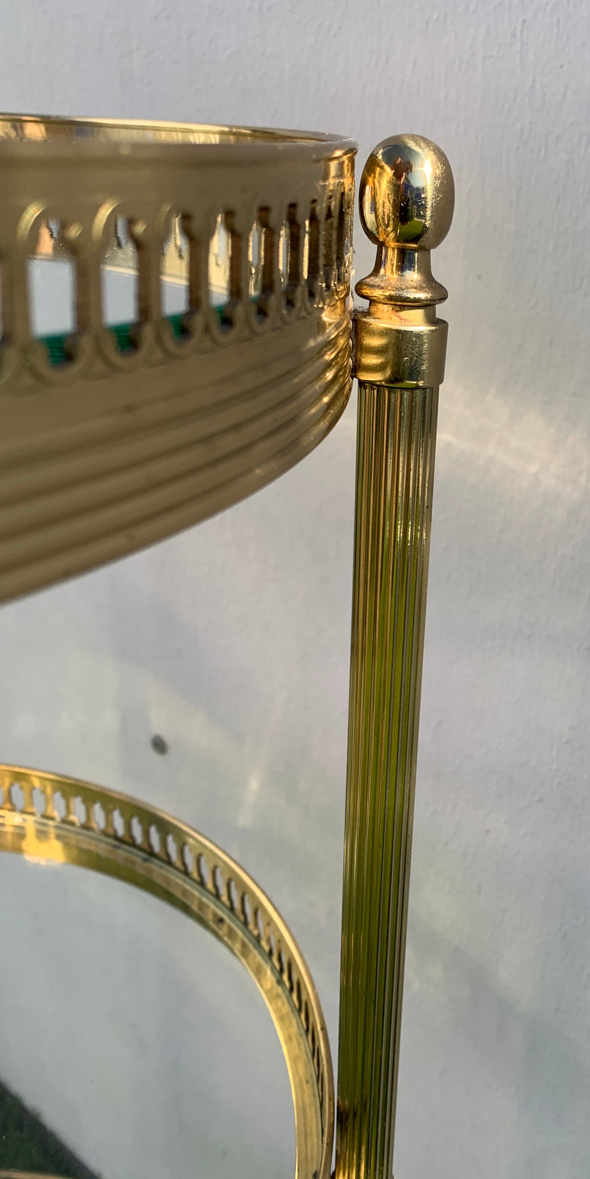 Console table d'appoint roulante et néo classique, en laiton, 1970