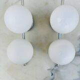 2 vintage double opaline globe wall lights 1960