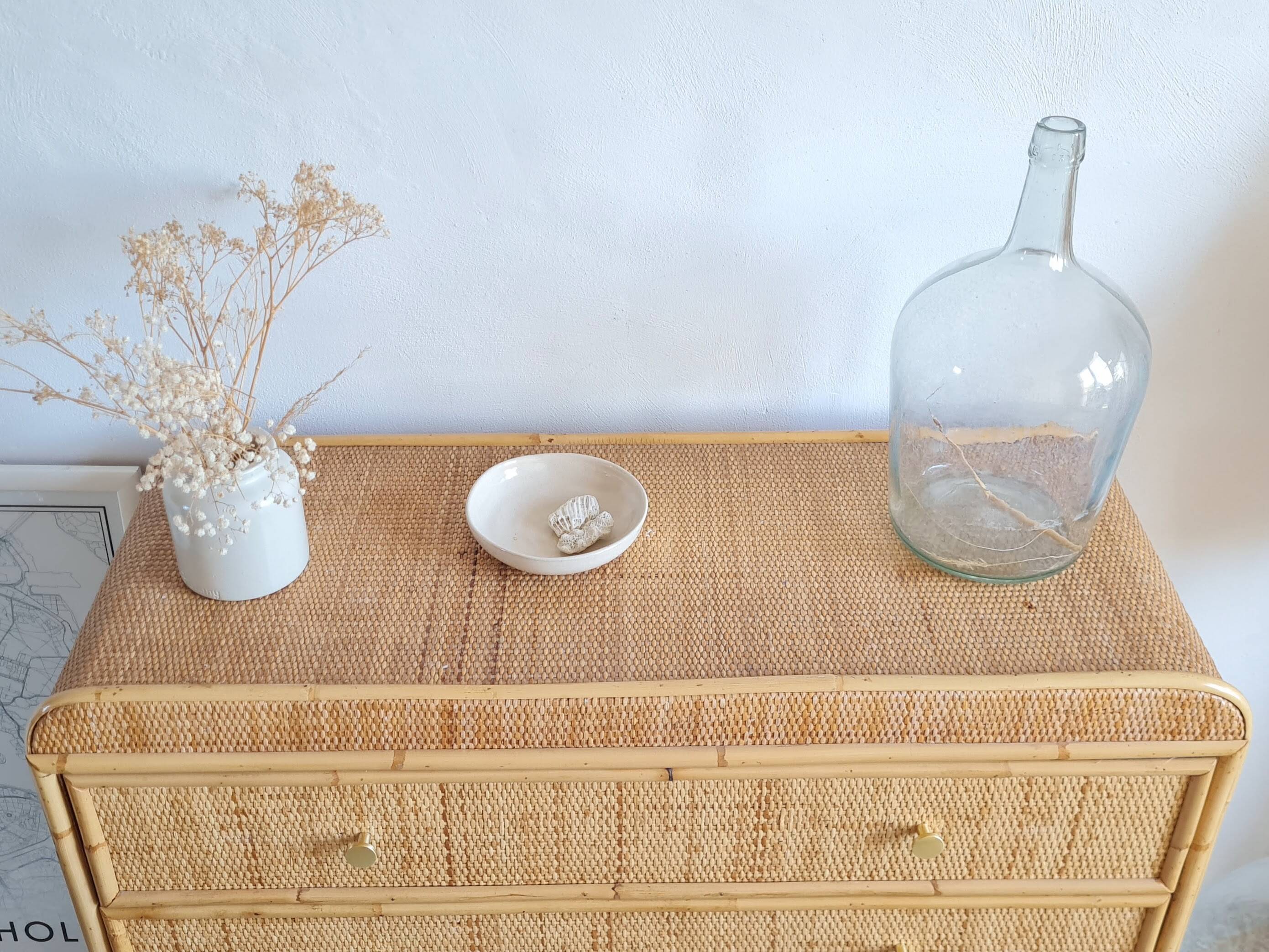 Vintage rattan chest of drawers