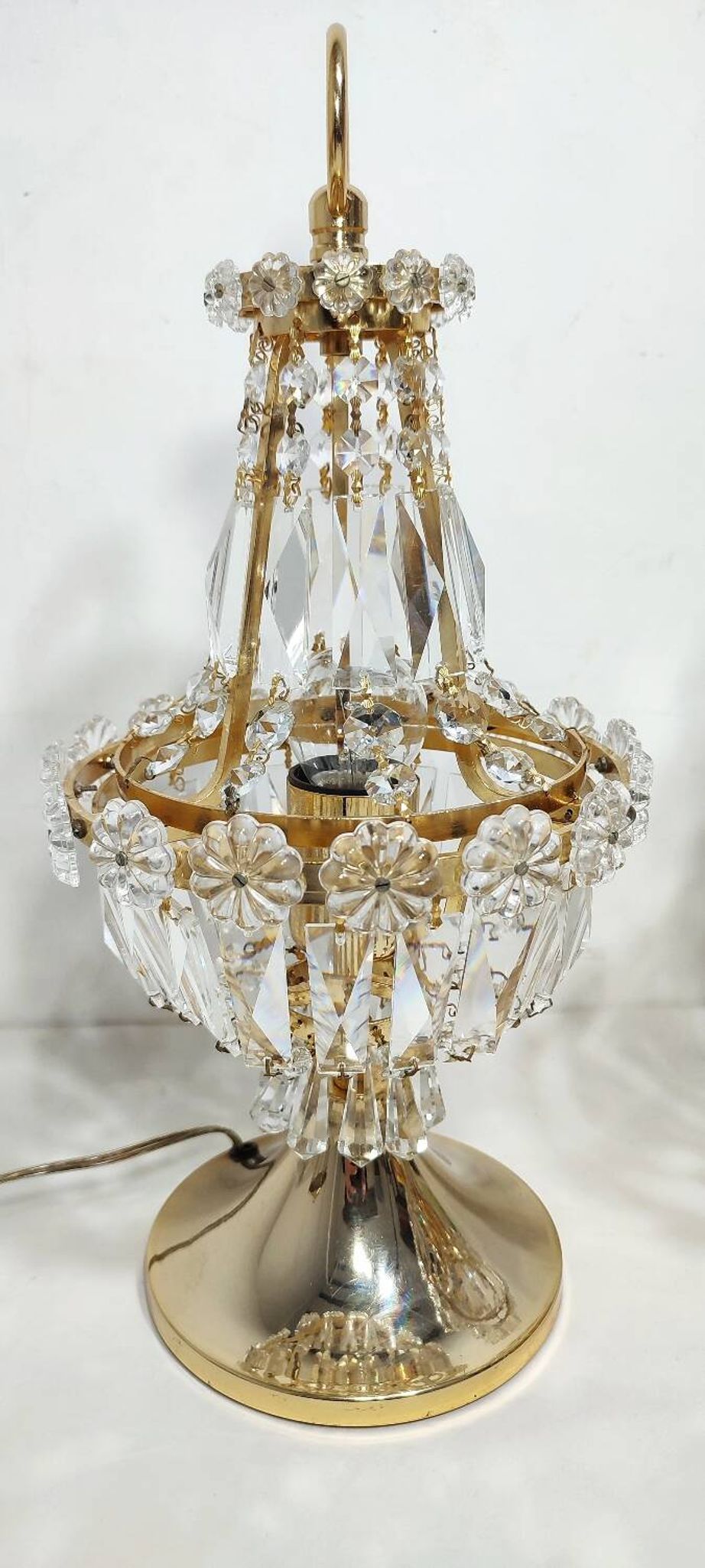 Paire de lampes de table en cristal. Espagne, années 1980.