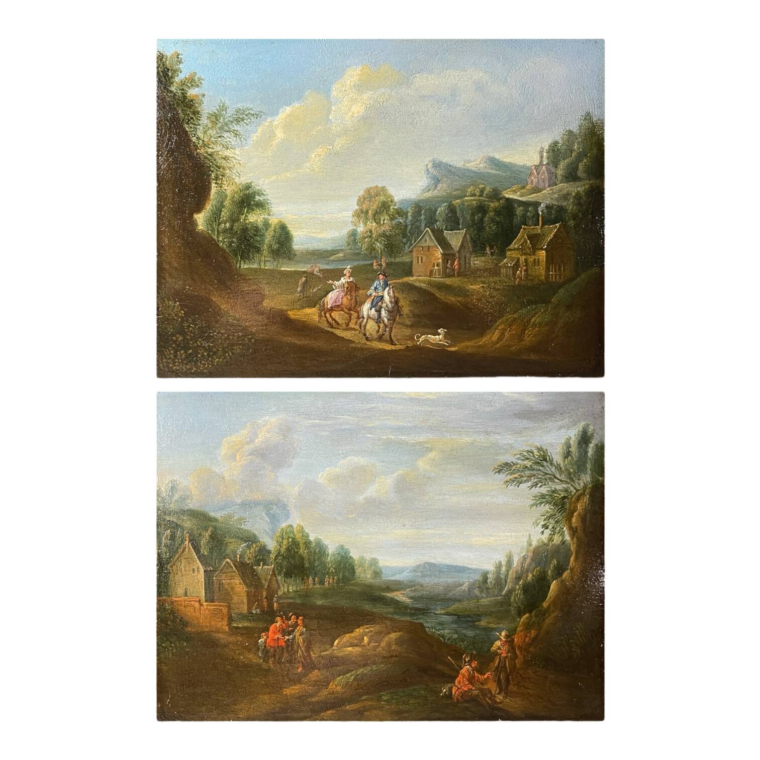 Pair of small paintings, Entourage of Jan Peeter Verdussen, oil on panel, 18th century
