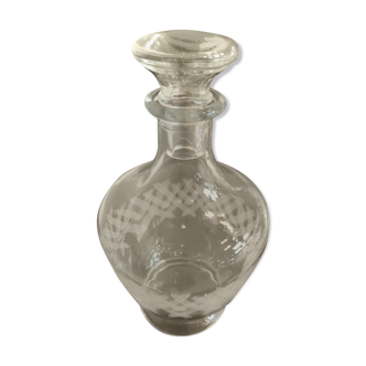 Vintage liqueur carafe engraved white motifs