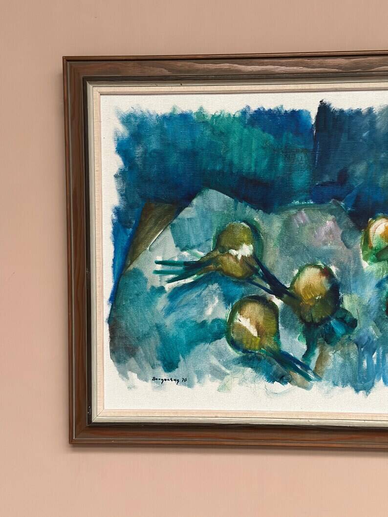Original Swedish Oil on Canvas – "Abstract Composition" by Bergengren – Signed – Dated 1970 – Framed – 69 × 54 cm (27.2" × 21.3")